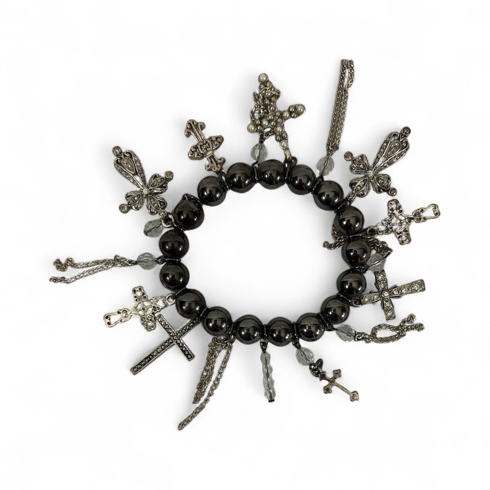 ROSARY BRACELET WITH HEMATITE BEADS AMD CROSS CHARMS‎